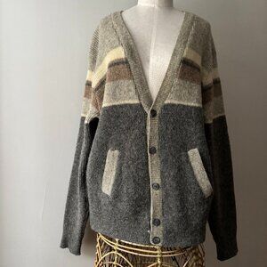 1970s Icelandic Wool Cardigan | Vintage Striped Sweater